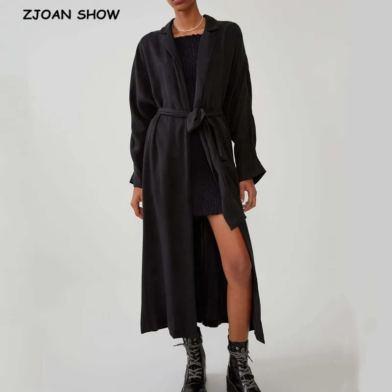 2019 богемное осеннее Черное длинное кимоно с разрезом рубашка для отдыха новый