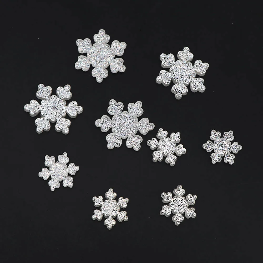 

20Pcs 16/26mm DIY Sequin Clear Snowflake Resin Flatback Embellishment Accessories Scrapbooking Crafts Christmas Decoration