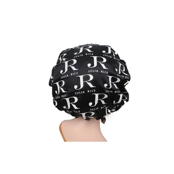 

Custom all over repeat logo printing satin double layer bonnet cap full logo edge control wrap scarf frontal head band tie