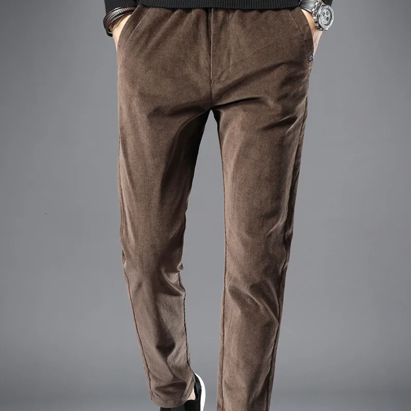 Autumn New Corduroy Pants Men's Stretch Slim Fashion Solid Color Retro Casual Pants Man Streetwear Wild Straight Trousers Male