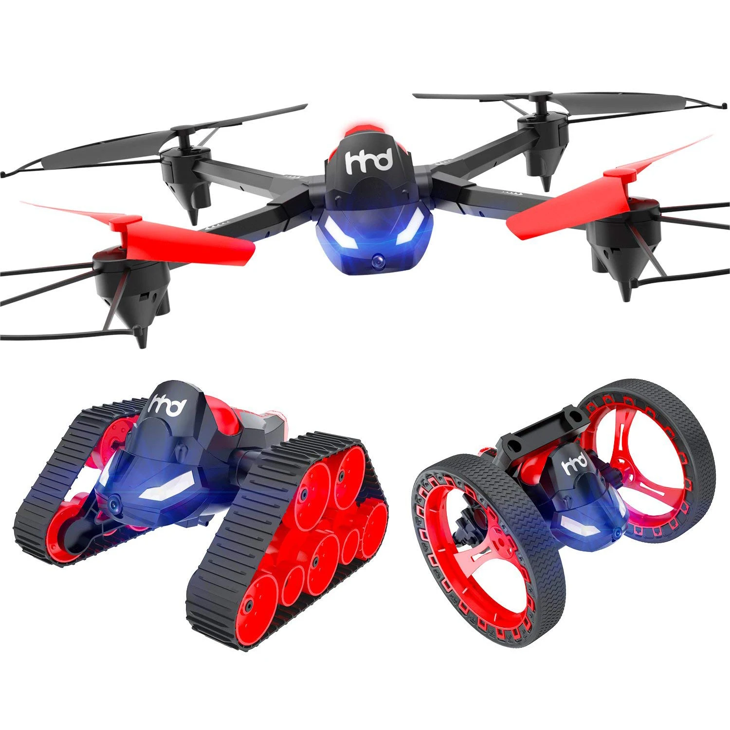 

Three-in-one Mobile Phone WIFI Remote Control Aircraft Tank Bouncing Drone Four-axle Aircraft Model Helicopter Toy,Black