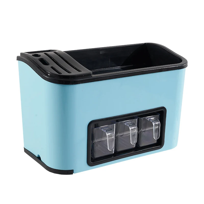 Домашний полезный кухонный набор коробок для приправ многофункциональный комбинированный держатель для ножей Кухня принадлежности стеллаж для хранения специй для кувшина органайзера - Цвет: Синий