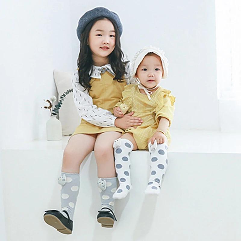Детская вещь в горошек для девочки узор длинные хлопковые носки вечерние детские мягкие гетры для малышей