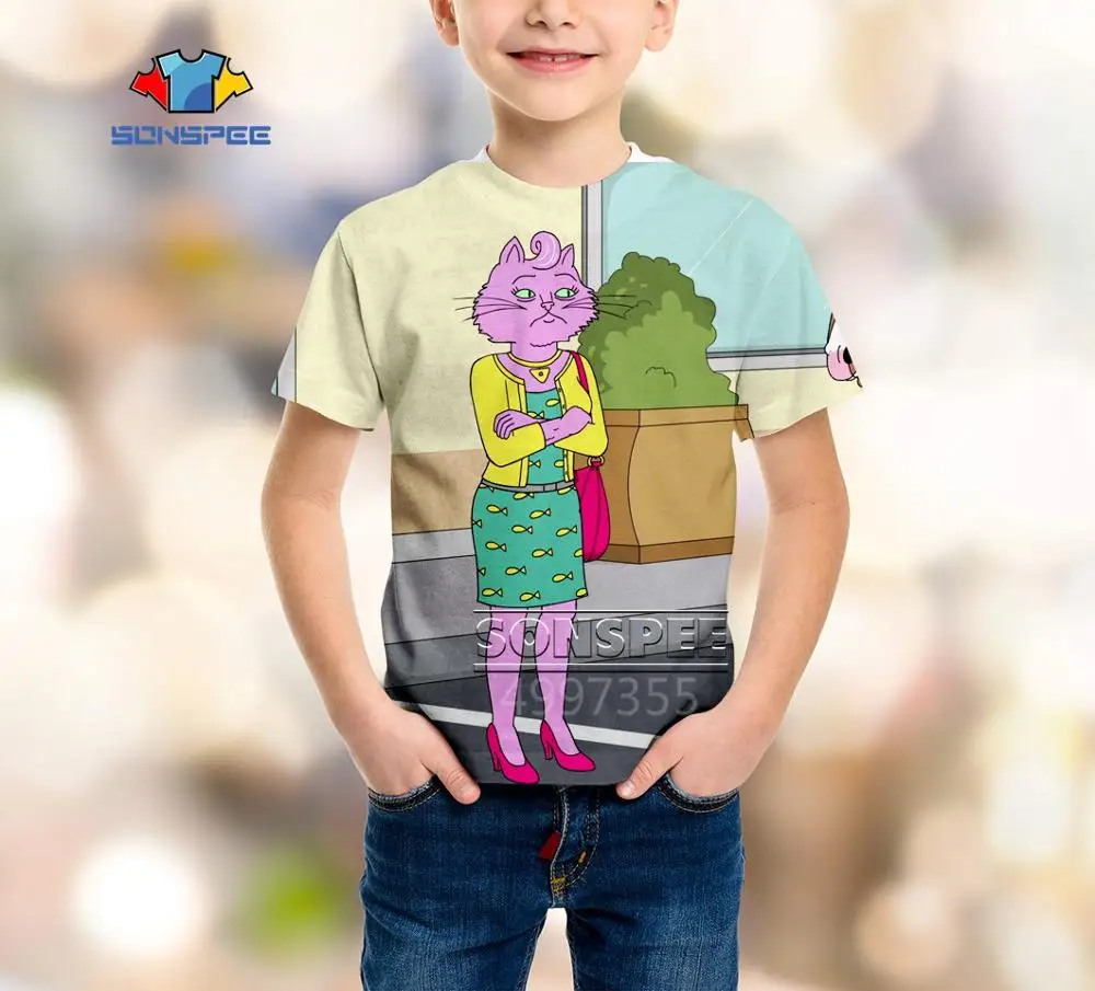 7 SONSPEE Конь БоДжек Harajuku для мальчиков и девочек, модная футболка для подростков повседневные футболки с короткими рукавами и 3D-принтом, пуловер A568 - Цвет: 7