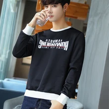 Letter Print O neck Oversized 2019 New Autumn Winter men T shirt long Sleeve plus size Korean style minimalist student clothes