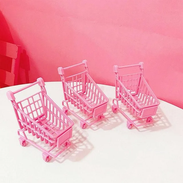 1pcs Simulation Mini Shopping Cart Kids Pretend Toy Creative Simulation Mini Hand Trolley Shopping Cart Decoration Children Gift 3