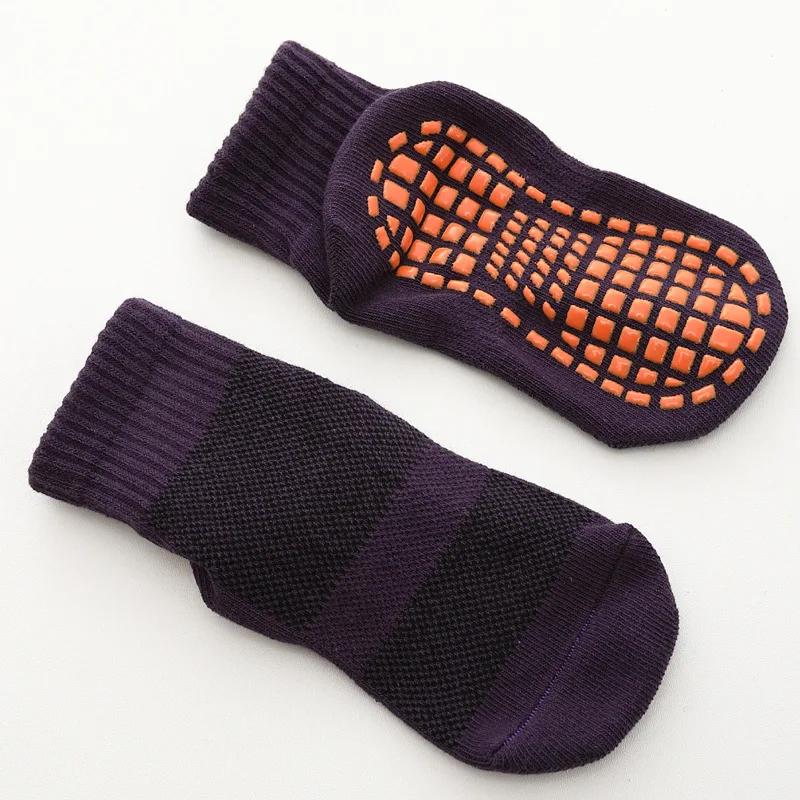 Детские носки для мальчиков и девочек осенне-зимние и весенние дышащие нескользящие носки-тапочки домашние детские носки короткие сетчатые Носки ярких цветов - Цвет: dark purple