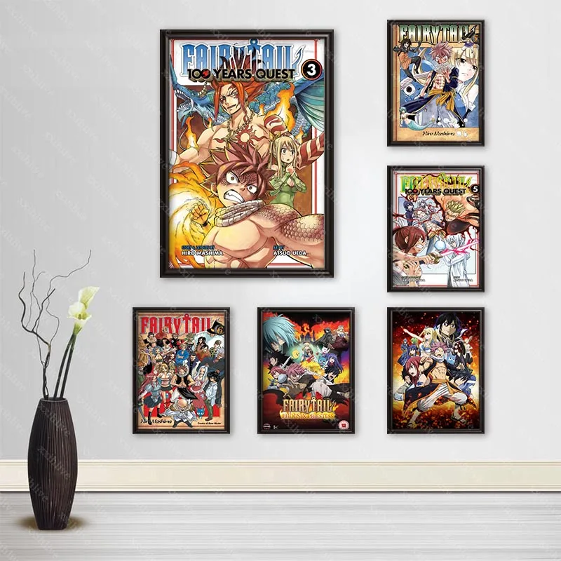 Custom Classic Anime Series Fairy Tail Posters Art Silk Canvas Poster Bar Room Decoration Painting Home Decor 30x45cm 40x60cm | Дом и сад