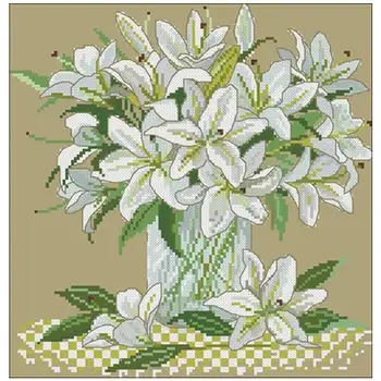 

Lily vase flower patterns Counted Cross Stitch 11CT 14CT DIY Chinese Cross Stitch Kits Embroidery Needlework Sets home decor