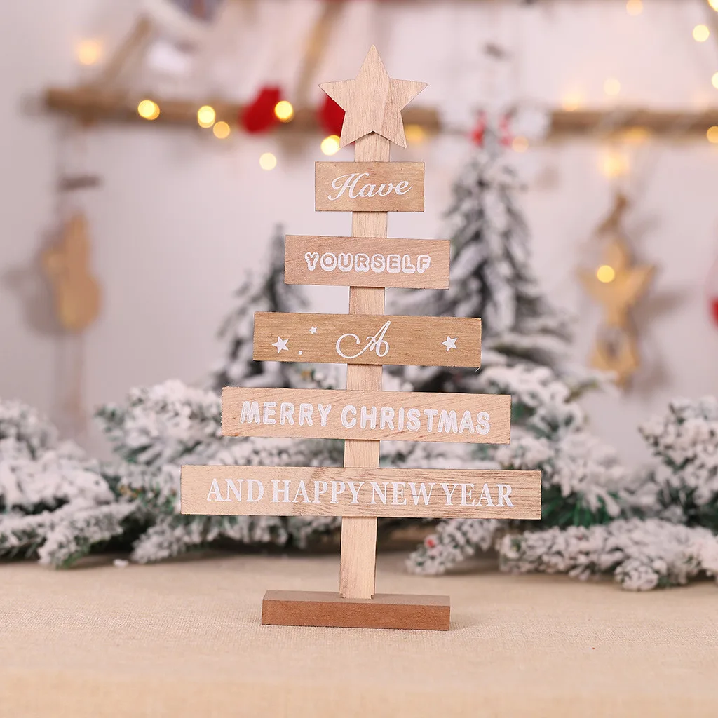20#Christmas Tree Decorations Ornaments Wooden Cutout Creative Christmas Decorations For Home Decoracion Adornos De Navida