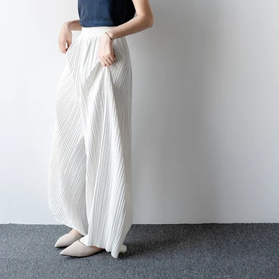 Горячая Miyake модные складные узкие soild длинные брюки Широкие брюки