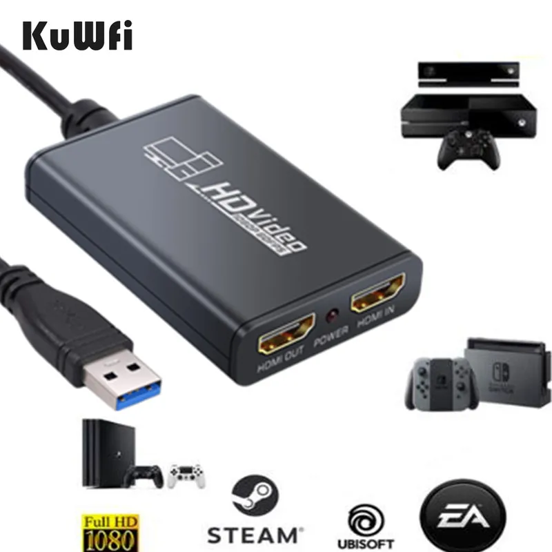 

KuWFi USB3.0 Video Capture Card HD1080P Game Video Capture Box HDMI to USB Dongle Game Streaming Live Stream Broadcast