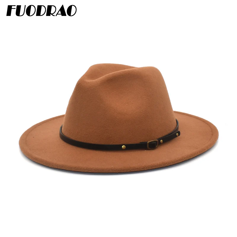 FUODRAO Autumn Winter Womens Felt Hat Fedoras Hats For Women British