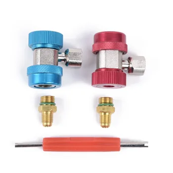 

90° Quick Coupler Adapter A/C Connector With Valve Remover Replacement