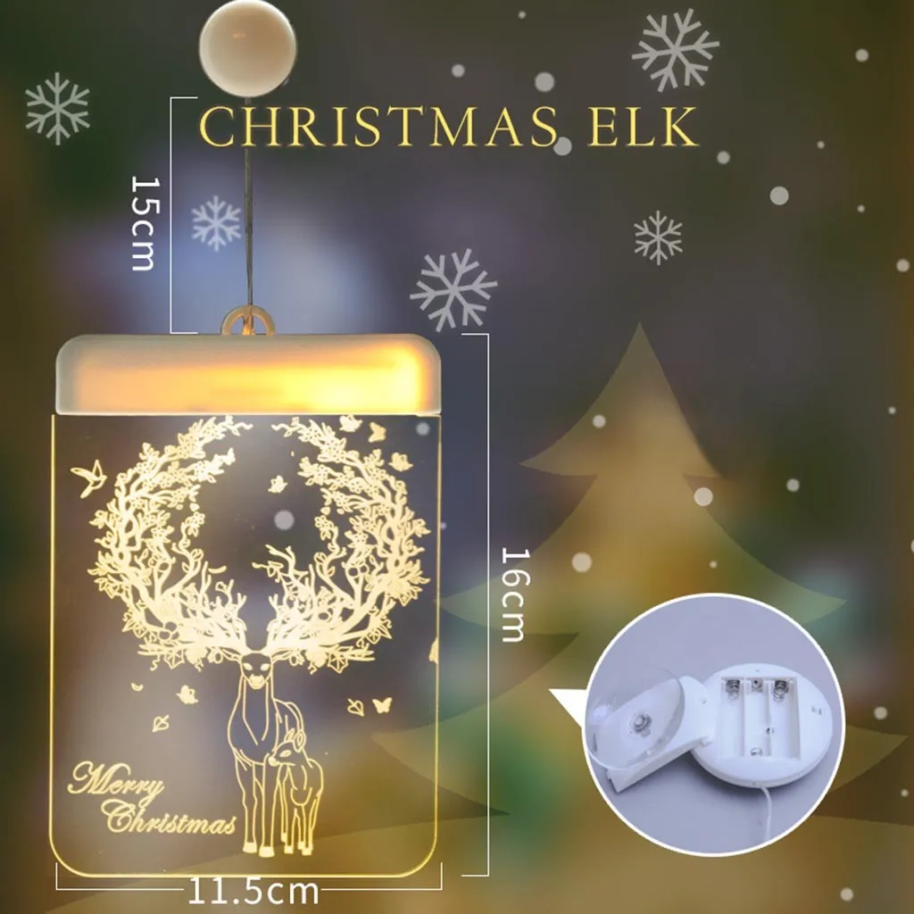 Декоративный Рождественский фонарь, светодиодный светильник на батарейках, колокольчик, олень, светильник, Акриловая Гирлянда, веселое Рождество, Год, украшения - Испускаемый цвет: C