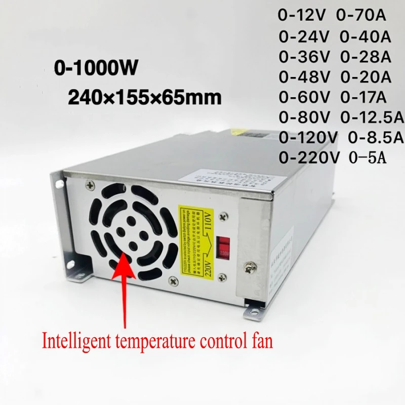 1000 Вт AC 220 В 110 В в DC 12 В 24 в 36 в 48 в 60 в 80 в 120 в 220 В CC CV цифровой дисплей Импульсный источник питания регулируемый трансформатор