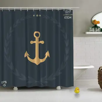 

Anchor Icon Vector Decorative Shower Curtain for Bathroom,72''L x 72''W