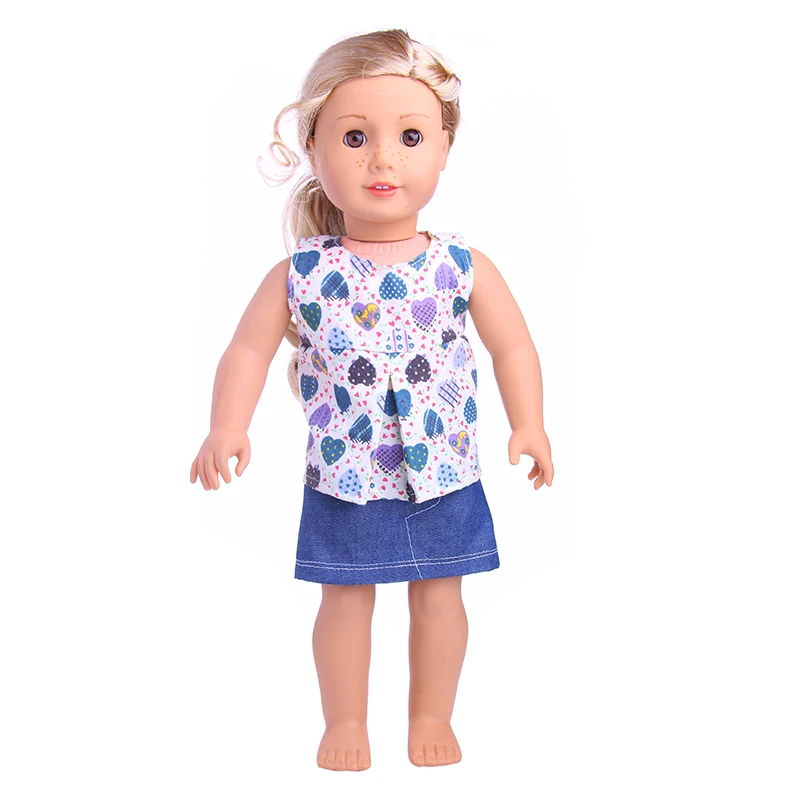 Одежда для кукол 5 стилей футболка без рукавов + штаны костюм 18 дюймов