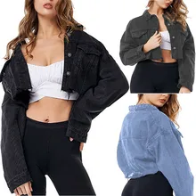 30# abrigos mujer invierno женское джинсовое короткое пальто с длинными рукавами женская обычная куртка, верхняя одежда пальто из джинсовой ткани зимняя куртка для женщин