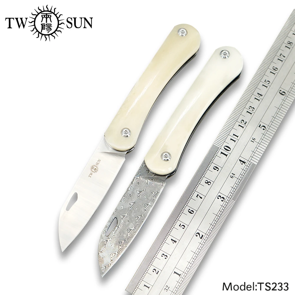 Ножи TWOSUN с комбинированным соединением M390 дамасское лезвие карманный складной