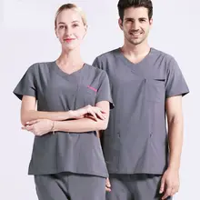 Новая женская медицинская Униформа доктор Весна/Лето с коротким рукавом наборы скрабов медсестры униформа красота салон рабочая одежда дышащая