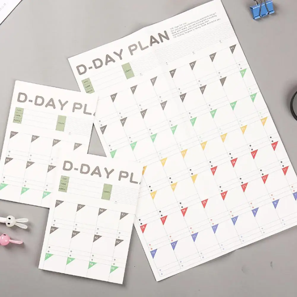 

5pcs New 100 Day Countdown Calendar Learning Schedule Periodic Planner Table Gift For Kids Study Planning Learning Supplies
