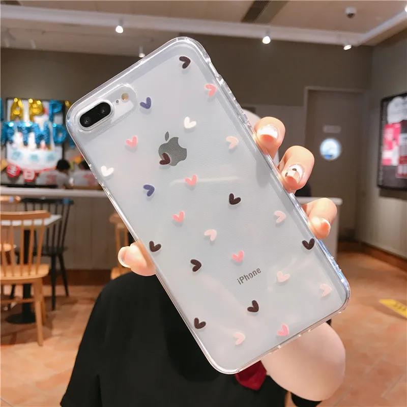 Ottwn для iPhone 11 Pro Max Love Heart Flowers чехол для телефона прозрачный для iPhone XS Max X XR 6 6s 7 8 Plus Модный мягкий чехол-накладка из ТПУ