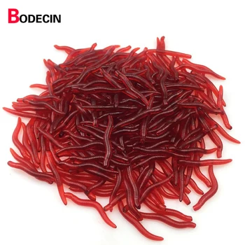 

Red Worms Tackle Lures Fishy Smell Accessories Simulation Earthworm Artificial Silicone Bait Fishing Lure Lifelike 50pcs/lot