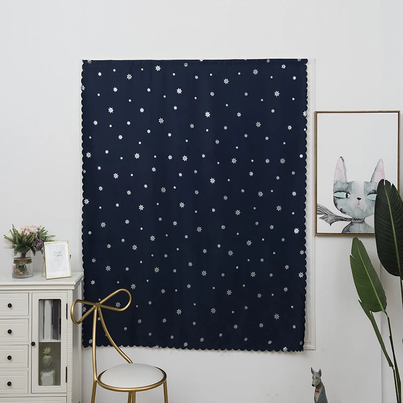1PC 130X80cm Modern Semi-blackout Designed Snowflake Window Curtain Solid Color Simple Fashion Punch-free | Дом и сад