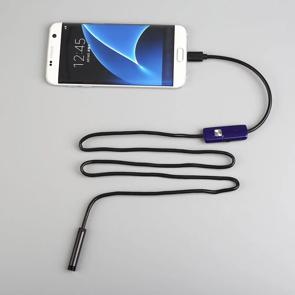 Бороскоп OTG USB Водонепроницаемый эндоскоп 7 мм для Android 1 М камера для осмотра Мини Синий фото съемки телефона