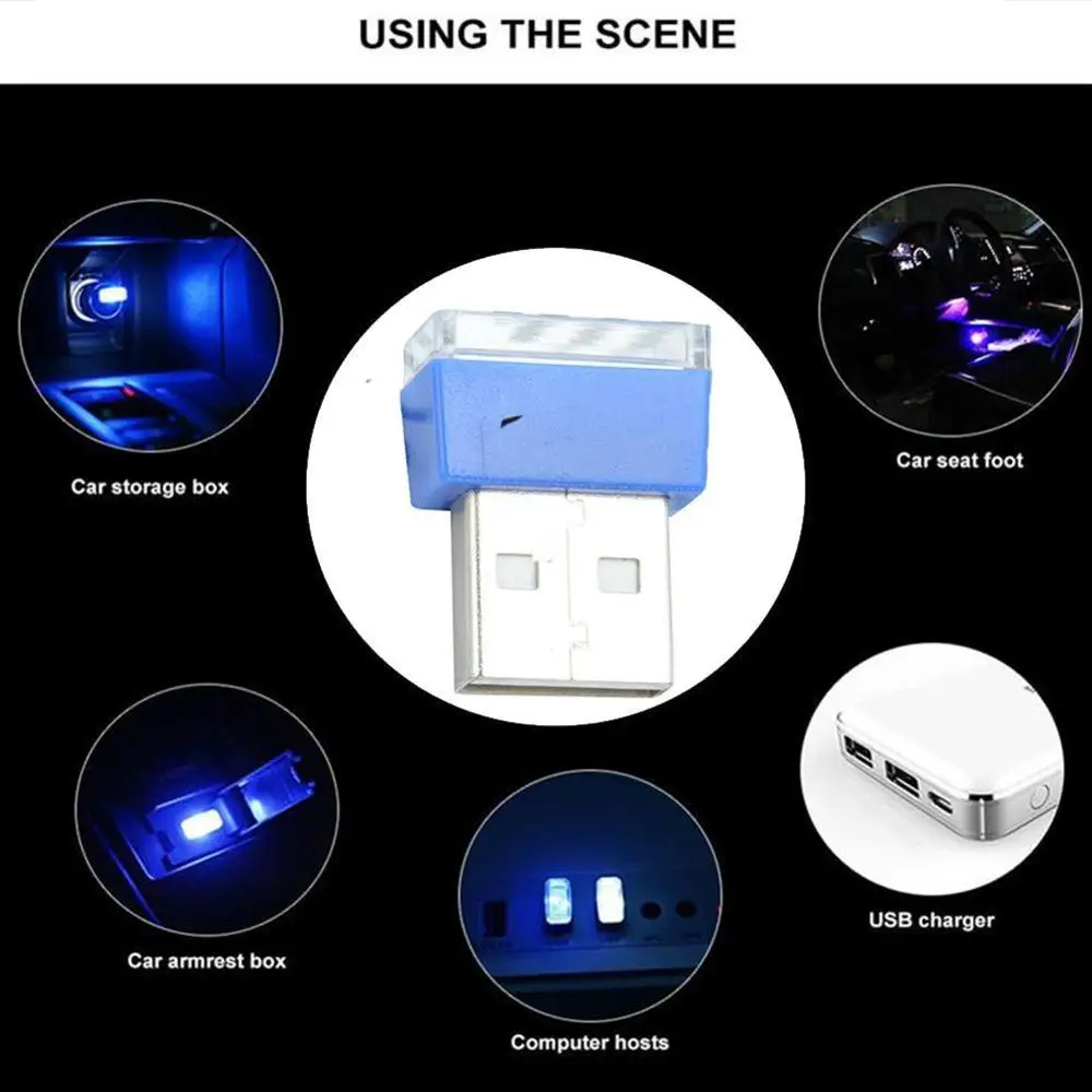 Мини светодиод машины светильник авто Интерьер USB атмосферный свет Plug and Play Декор