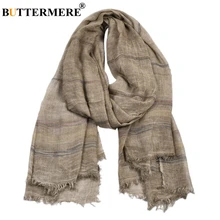 

BUTTERMERE Men Scarves Autumn Winter Cotton Linen Scarf Men Khaki Black Navy Pink Khaki Warm Long Fashion Brand Mens Scarfs