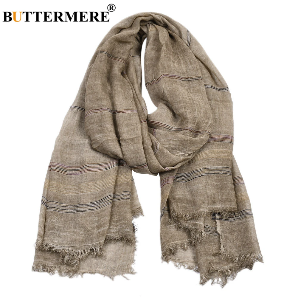 BUTTERMERE Men Scarves Autumn Winter Cotton Linen Scarf Men Khaki Black Navy Pink Khaki Warm Long Fashion Brand Mens Scarfs black scarf mens