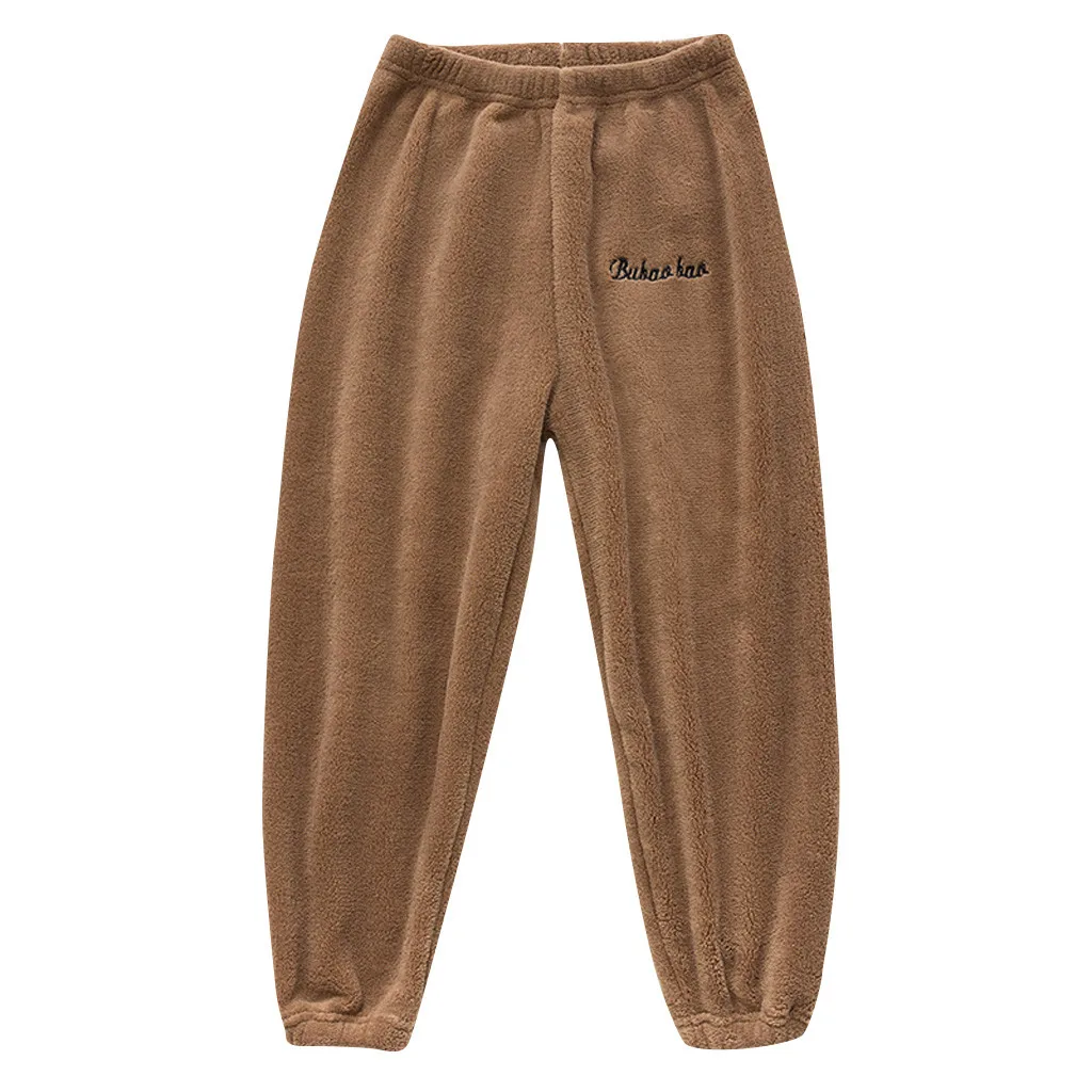 Coffee Kids Clothes Boys Girls Casual Bottom Thick Fleece Winter Warm Loose Pants Trousers M1014 - Цвет: Coffee