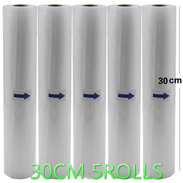 30CM 5 ROLLS Сумки для хранения для вакуумного упаковщика, рулоны для вакуумной упаковки продуктов питания 5 рулонов вакуумный упаковщик 1 рулонов Кухня Еда вакуумный мешок рулоны 12/15/17/20/22/25/28/30 см* 500 см - Цвет: 30CM 5 ROLLS