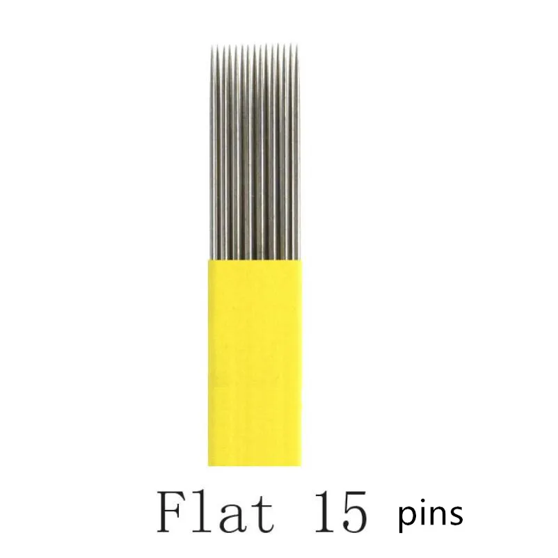 500 pcs Tips Permanent Microblading Makeup Eyebrow Flat Line Dual Tattoo Needles 9/15 // 17/19/21 and 15U / 17U / 19U / 21U