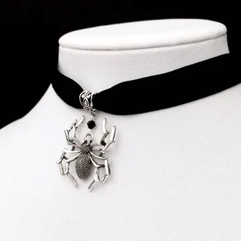 Spider Choker Black Velvet Choker Gothic Jewelry Spider Web Necklace
