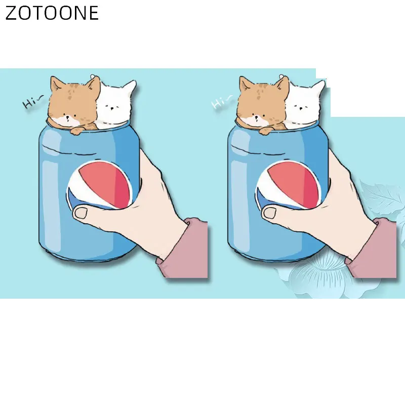 ZOTOONE Cartoon Cola Cat Patches for Clothes Iron on Heat Transfer Big Patch Kids Diy Printed Application Thermo Stickers D | Дом и сад