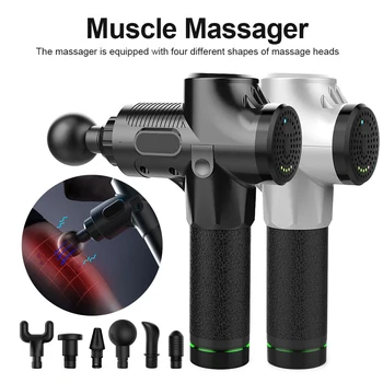 

3200r/min Electric Muscle Massage Gun Fascia Deep Tissue Massager Therapy+6 Replacement Heads for Muscle Relaxation Body Fitness