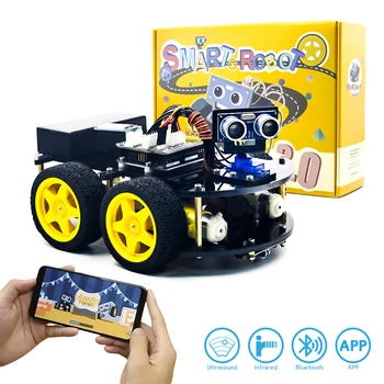 

KUONGSHUN Smart Robot Car Kit Include UNO R3,Ultrasonic Sensor, Bluetooth Module for Arduino Robot Kit With UK Charger