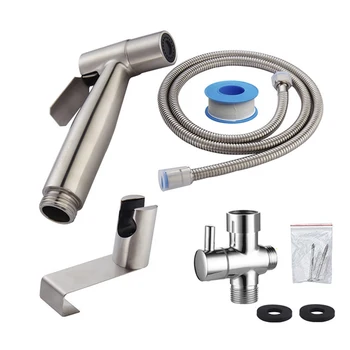 

Handheld Toilet Bidet Sprayer Set Kit Stainless Steel Bidet Faucet for Bathroom Spray Shower Sprayer Douche Kit self cleaning