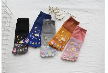 

New Cute Cartoon Five Toes Socks Stars Moon Rabbit Socks