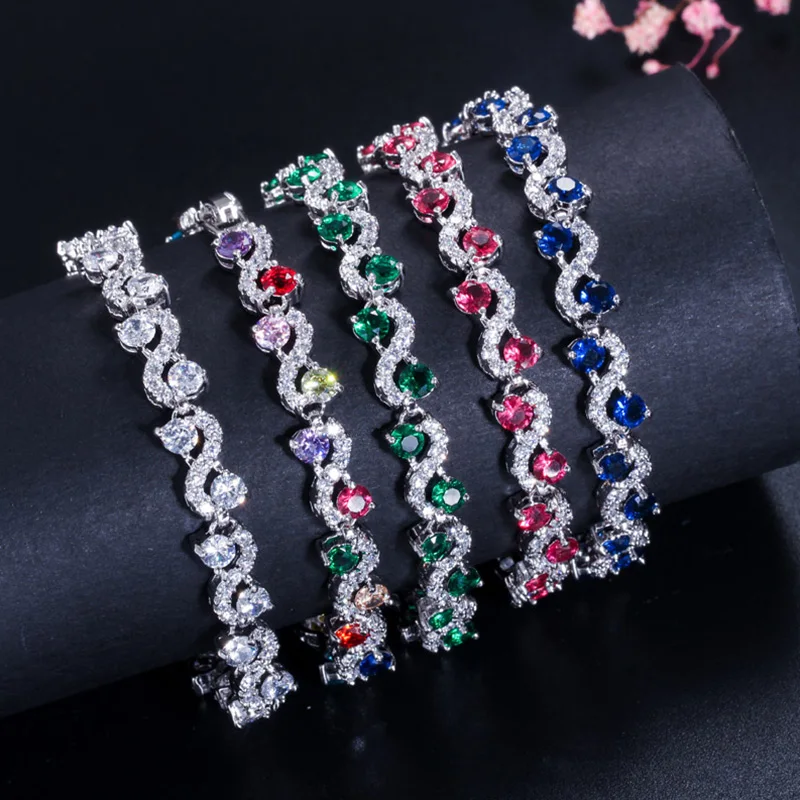 Женский браслет для тенниса с фианитами 5 цветов|bracelet jewelry|blue stone braceletstone bracelet |