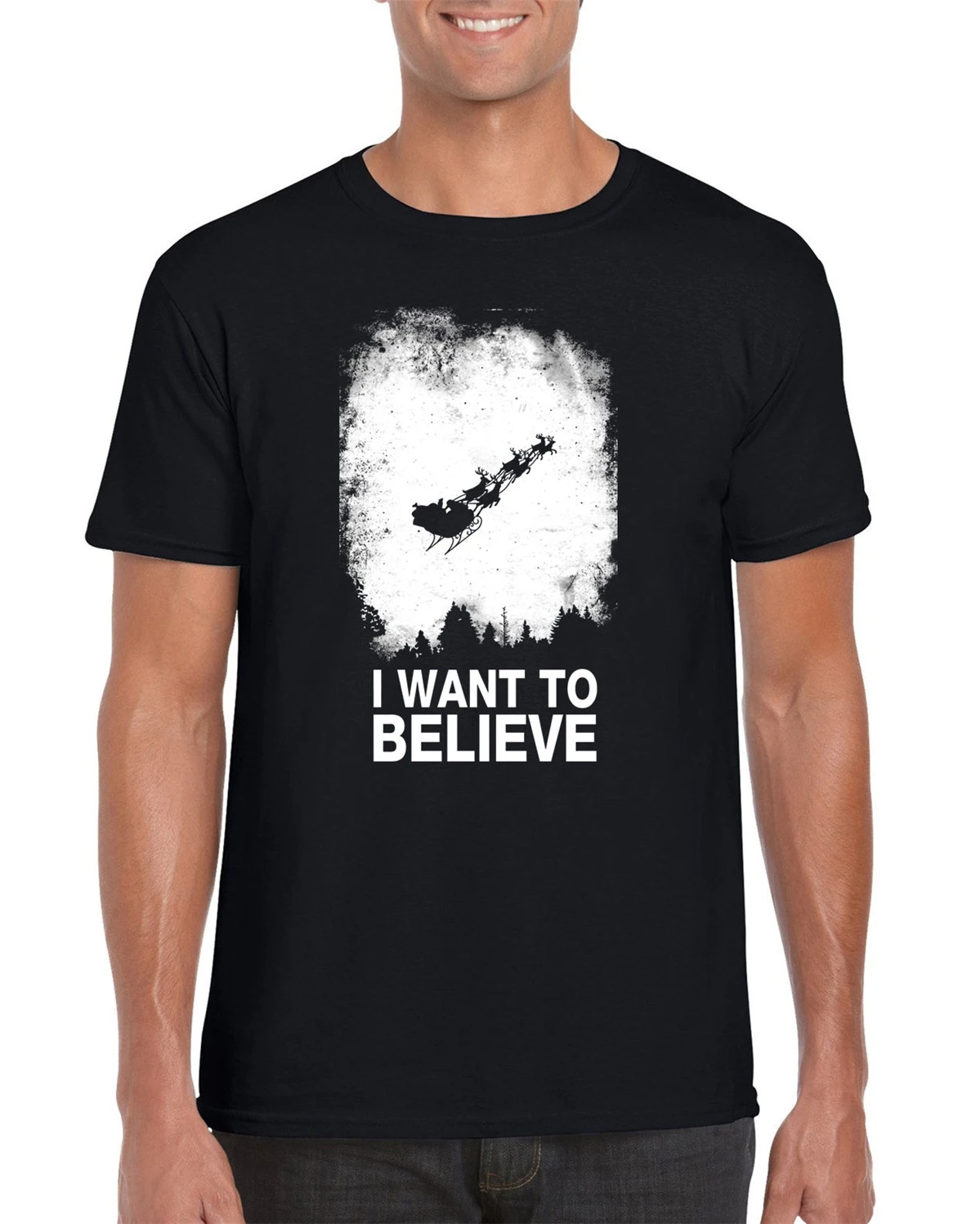 I Want to Believe Santa/футболка с рисунком рождественских праздников хлопковая футболка