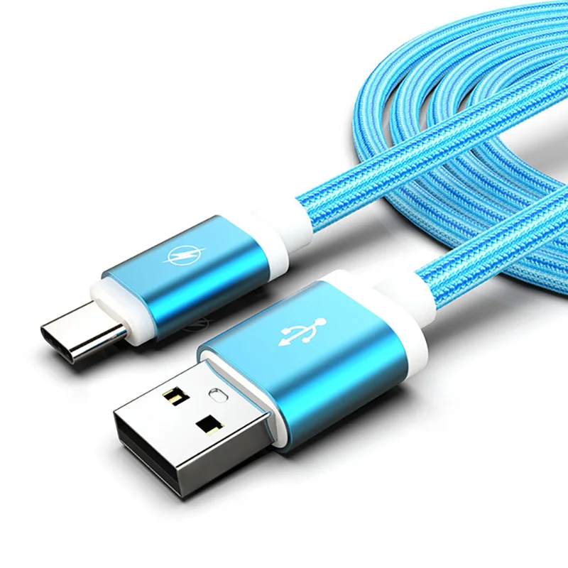 Тип usb C кабель USB type-C функцией быстрой зарядки кабель для huawei P30 P20 Lite супер быстрый зарядный кабель для передачи данных для Xiaomi Mi 9 samsung S10 S9 Note 9 - Цвет: Небесно-голубой
