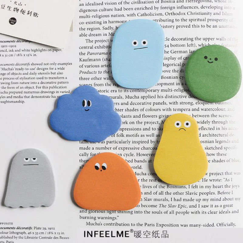 Kawaii-Bloc de notas adhesivas papelería, pegatinas creativas, planificador, Bloc de notas, suministros escolares de oficina, 30 hojas