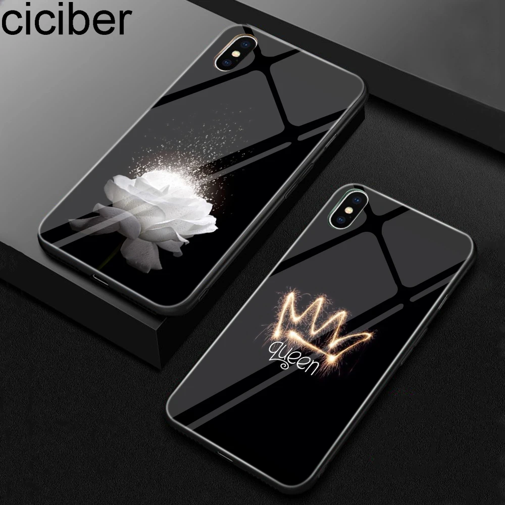 Ciciber Сердце Любовь Королева девушка закаленное стекло чехол для Apple iPhone 11 Pro Max XR X XS MAX 8 7 6 6S Plus телефонные чехлы Funda Shell