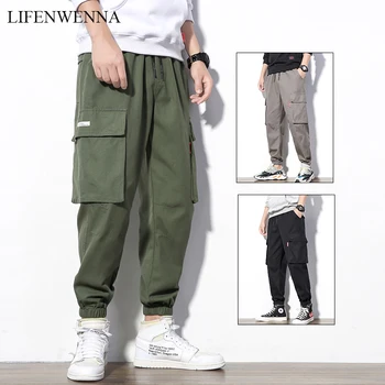 

LIFENWENNA Men Cargo Pants Multi Pocket Casual Men Big Pocket Trousers Overall Cotton Pants Male Long Baggy Large Trouser M-5XL