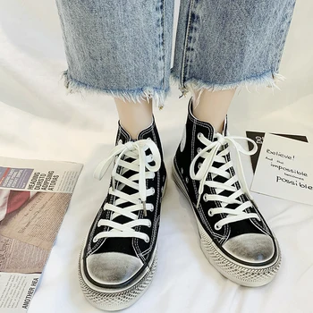 

JINJIN-00-women casual flats 2019 trendy Korean version lace-up fashion female spring/autumn shoes solid white shoes