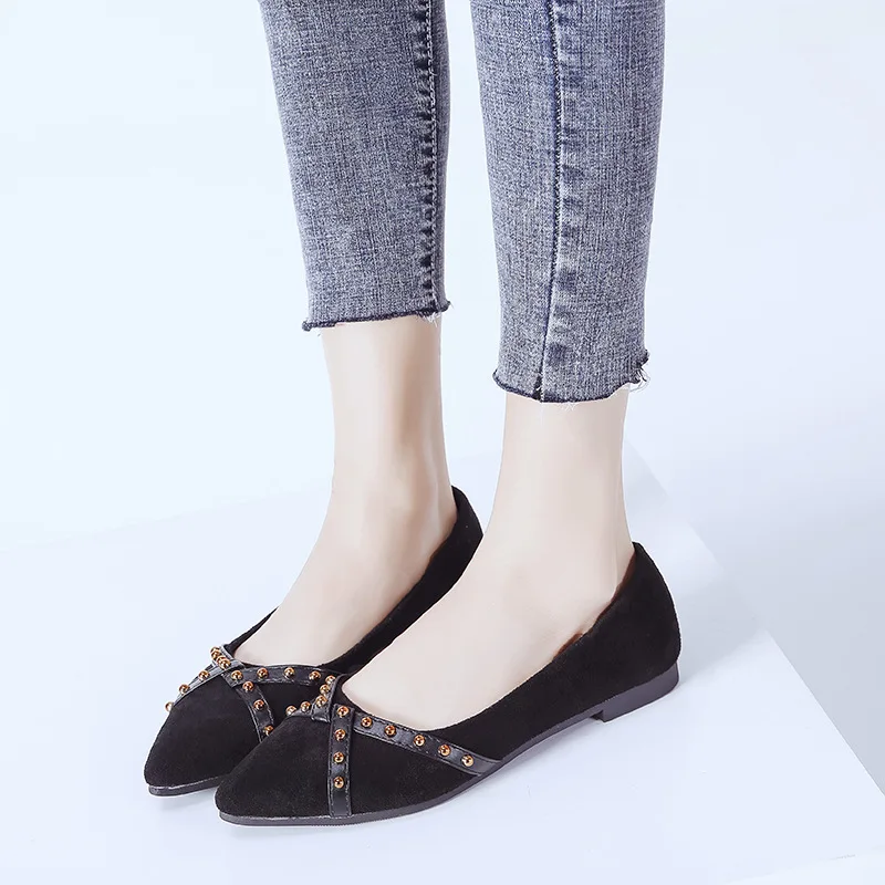 

Summer Semi-high Heeled Pointed-Toe Slip-on Work Shoes the Bride with Shallow Mouth Single Shoes Women Flat Casual Versatile Loa